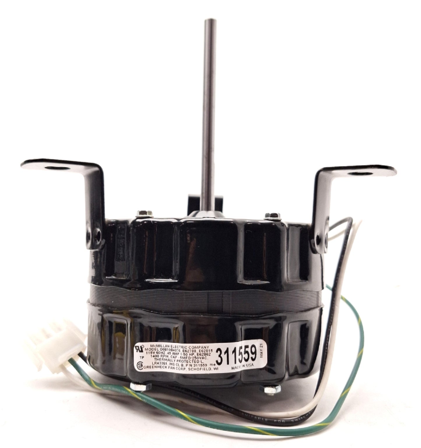 New – Open box McMILLAN 311559 Fan Motor, 1/50HP, 1400RPM, 5/16 x 4 1/2" Shaft, 115VAC 60Hz