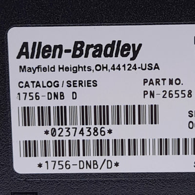 Used Allen Bradley 1756-DNB/D DeviceNet Communication Module, Power: 24VDC 60mA