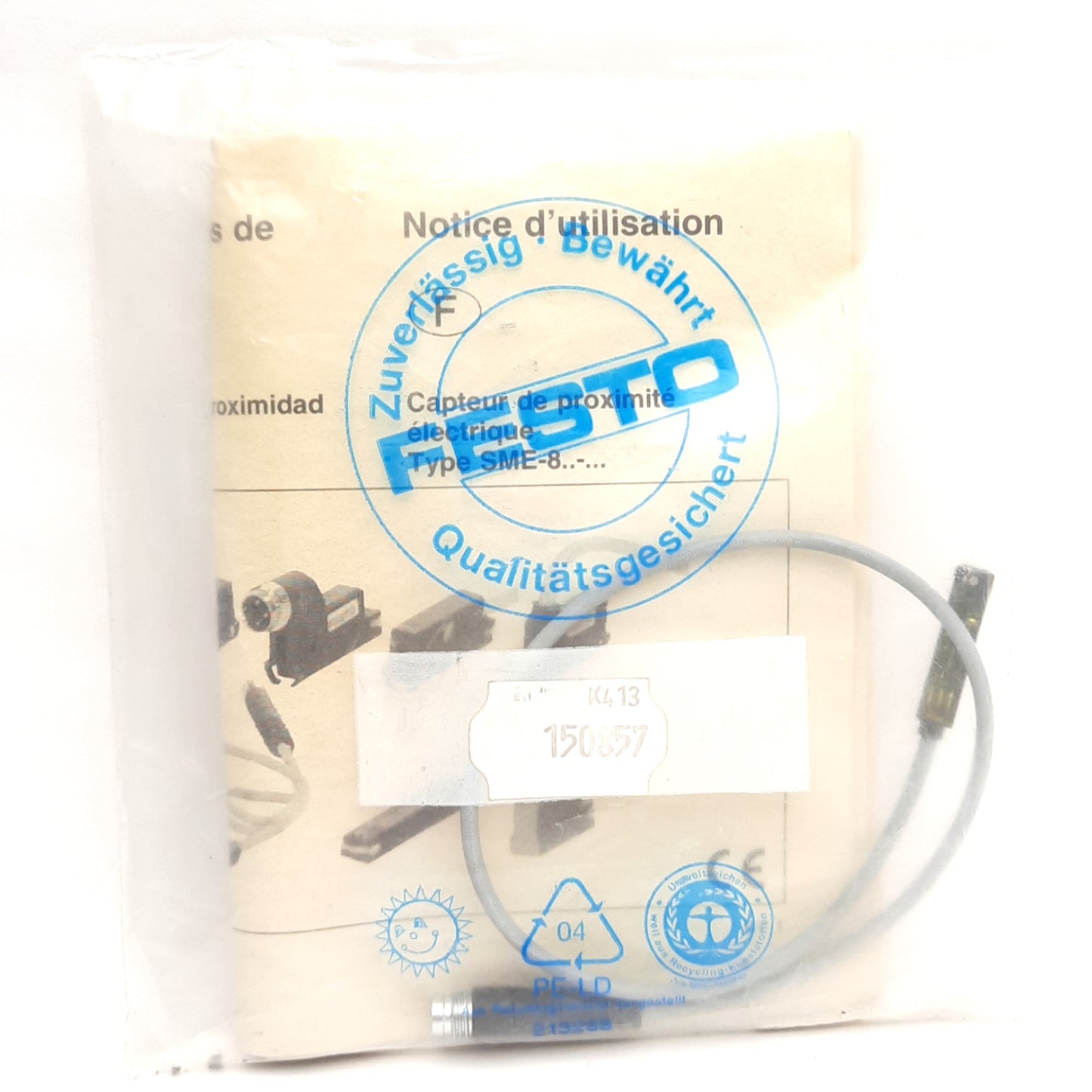 New Festo SME-8-S-LED-24 150 857 Magnetic Reed Sensor, Bipolar N/O, M8 3-Pin Male