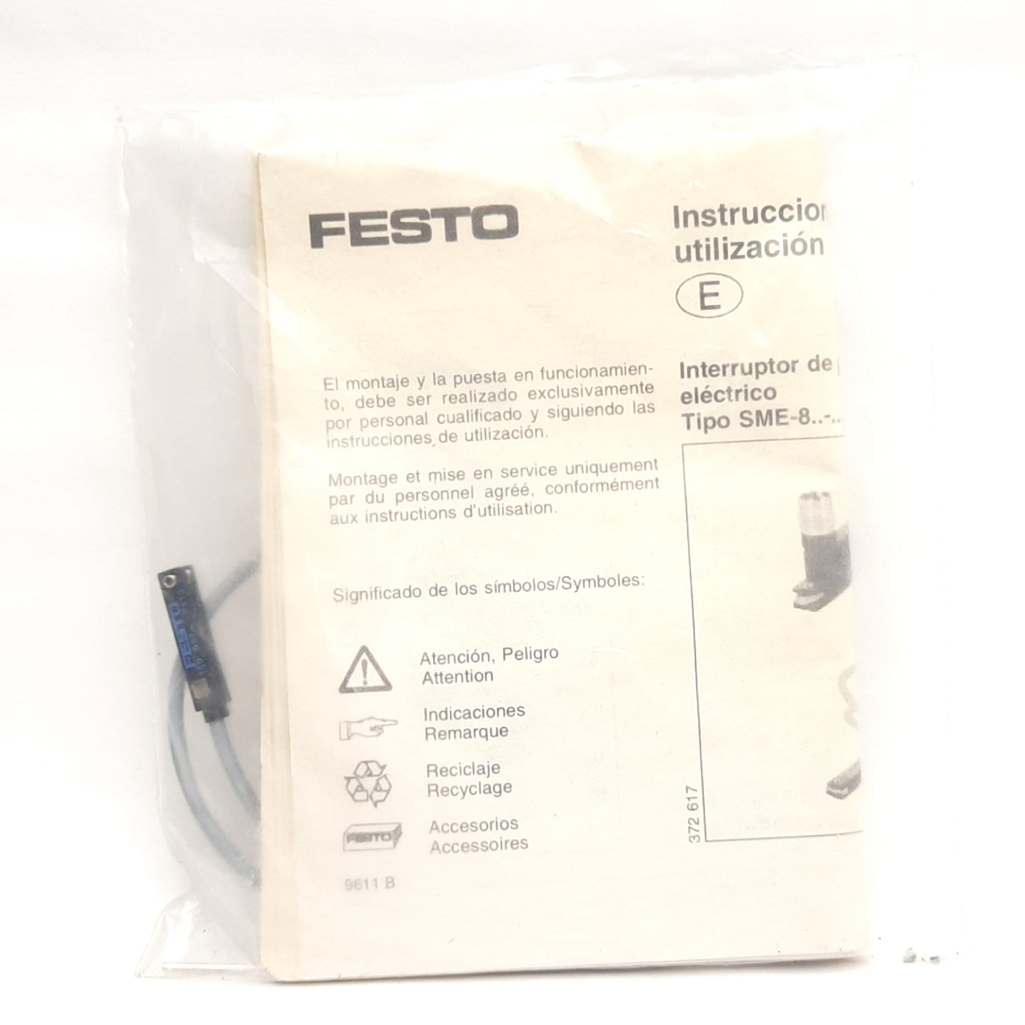 New Festo SME-8-S-LED-24 150 857 Magnetic Reed Sensor, Bipolar N/O, M8 3-Pin Male