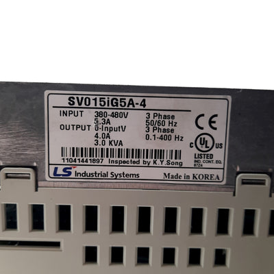 Used LS SV015iG5A-4 iG5A AC Motor Drive, 1.5kW, 0.1-400Hz, 3PH 380-480VAC 5.3A