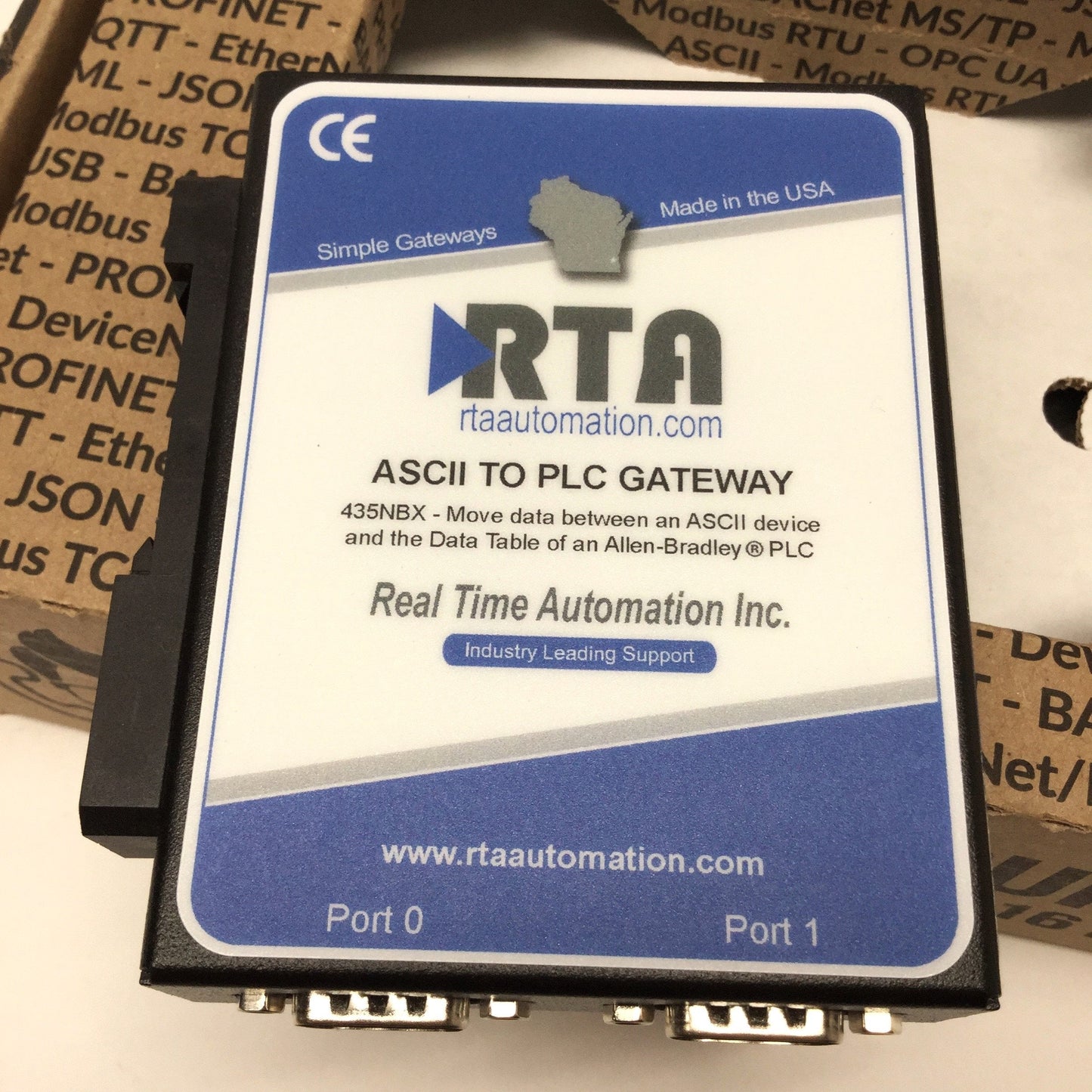 New RTA 435NBX-N700 ASXII To Allen Bradley PLC Gateway, Ethernet, 2x DB9, 12-24VDC