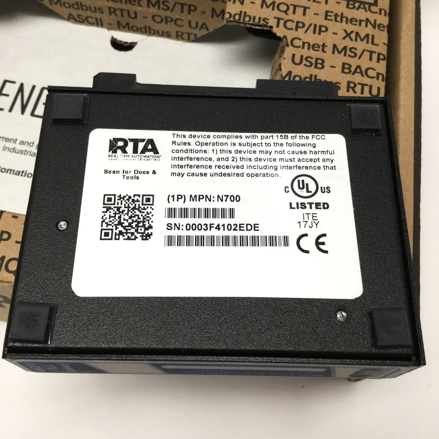 New RTA 435NBX-N700 ASXII To Allen Bradley PLC Gateway, Ethernet, 2x DB9, 12-24VDC