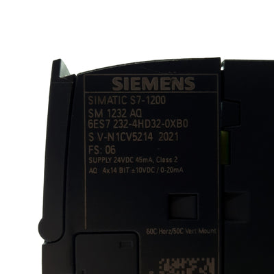 Used Siemens 6ES7 232-4HD32-0XB0 SIMATIC S7-1200 Analog Output SM 1232 AQ 24VDC