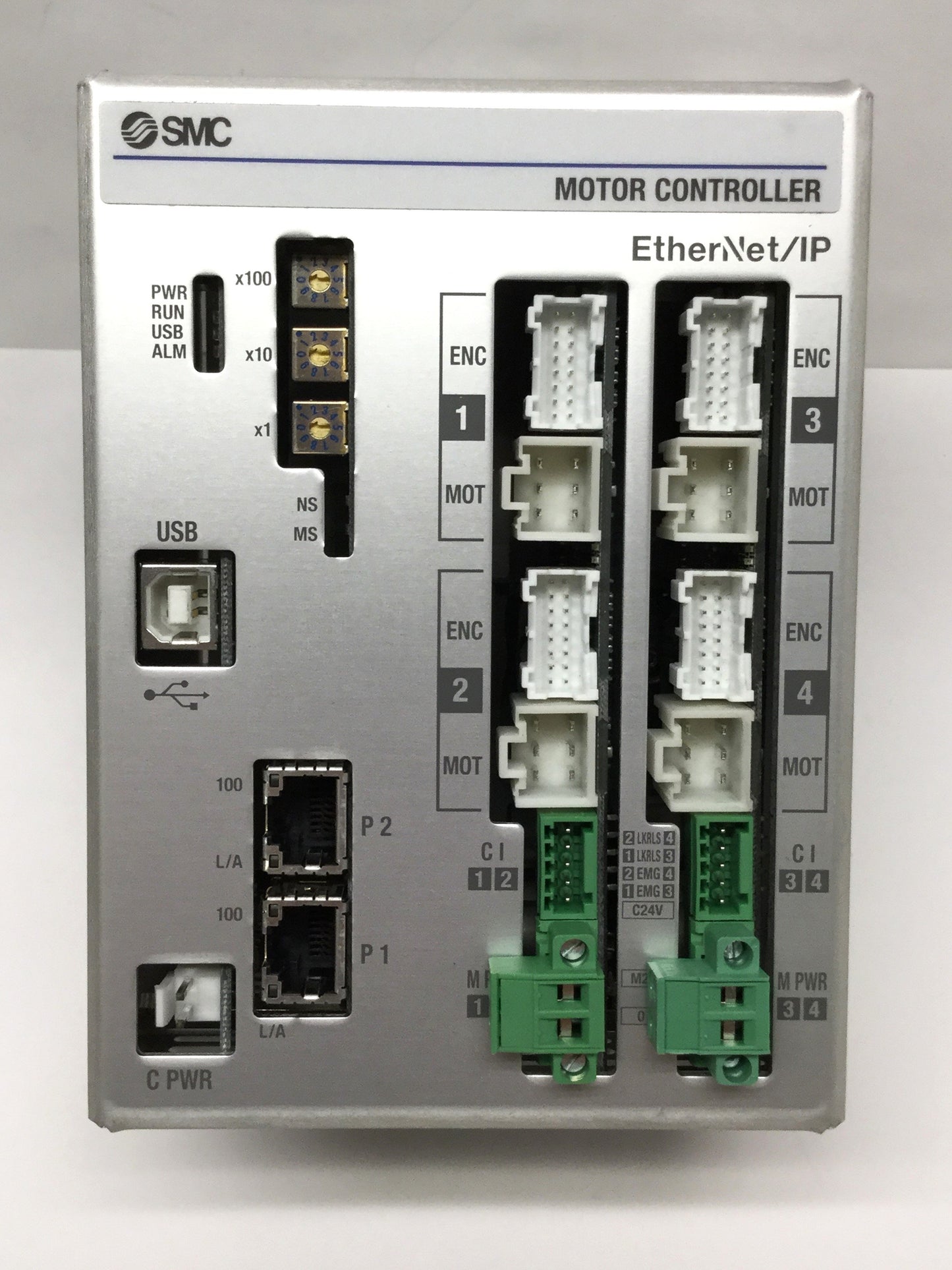 Used SMC JXC938 EtherNet/IP 4-Axis Step Motor Motion Actuator Controller 24VDC