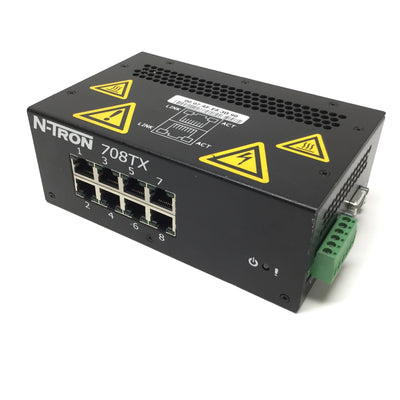 Used Red Lion N-Tron 708TX Managed Industrial Ethernet Switch, 8-Port, 10-30VDC