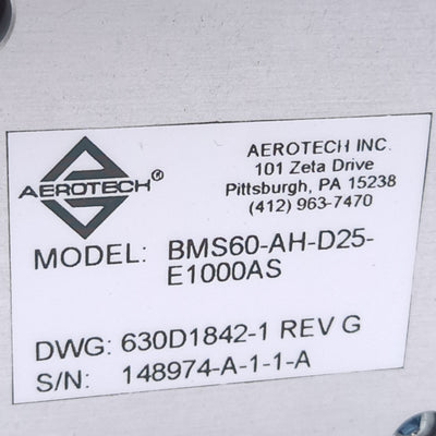 Used Aerotech BMS60-AH-D25-E1000AS Brushless Servo Motor, 2400RPM, 1000ppr, NEMA23