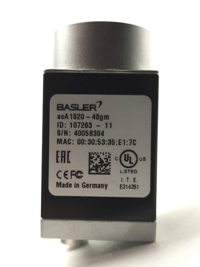 Used Basler acA1920-48gm ace U GigE Mono Camera 2/3"CMOS 2.3MP@50FPS 12-24VDC C-Moun