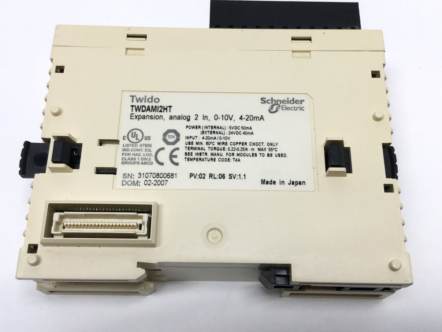 Used Schneider TWDAMI2HT Twido Analog Input Module, 2-Channel, 12-bit, 4-20mA/0-10VDC