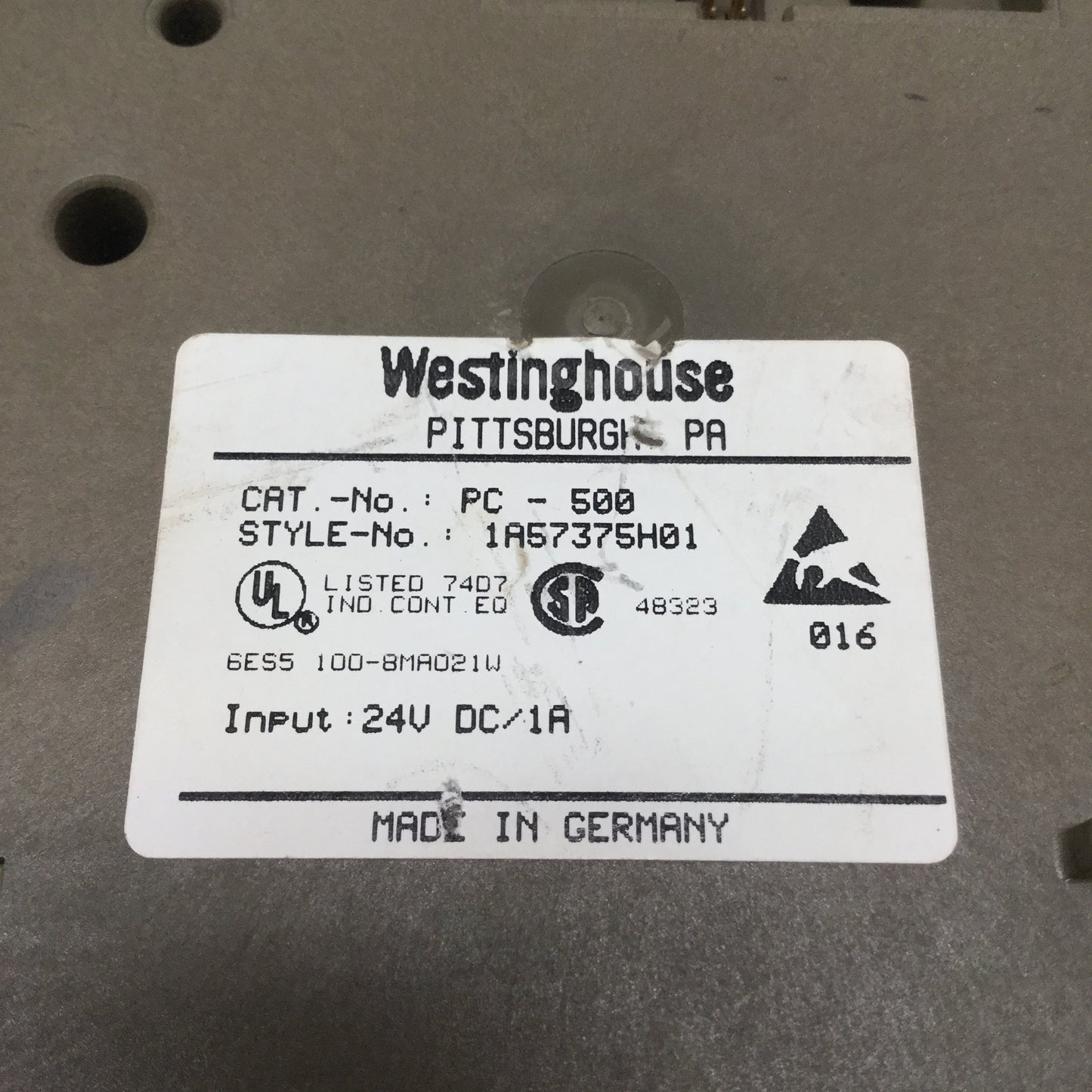 Used Westinghouse PC-500 PLC Interface CPU Processor Controller 24VDC, 2KB Memory