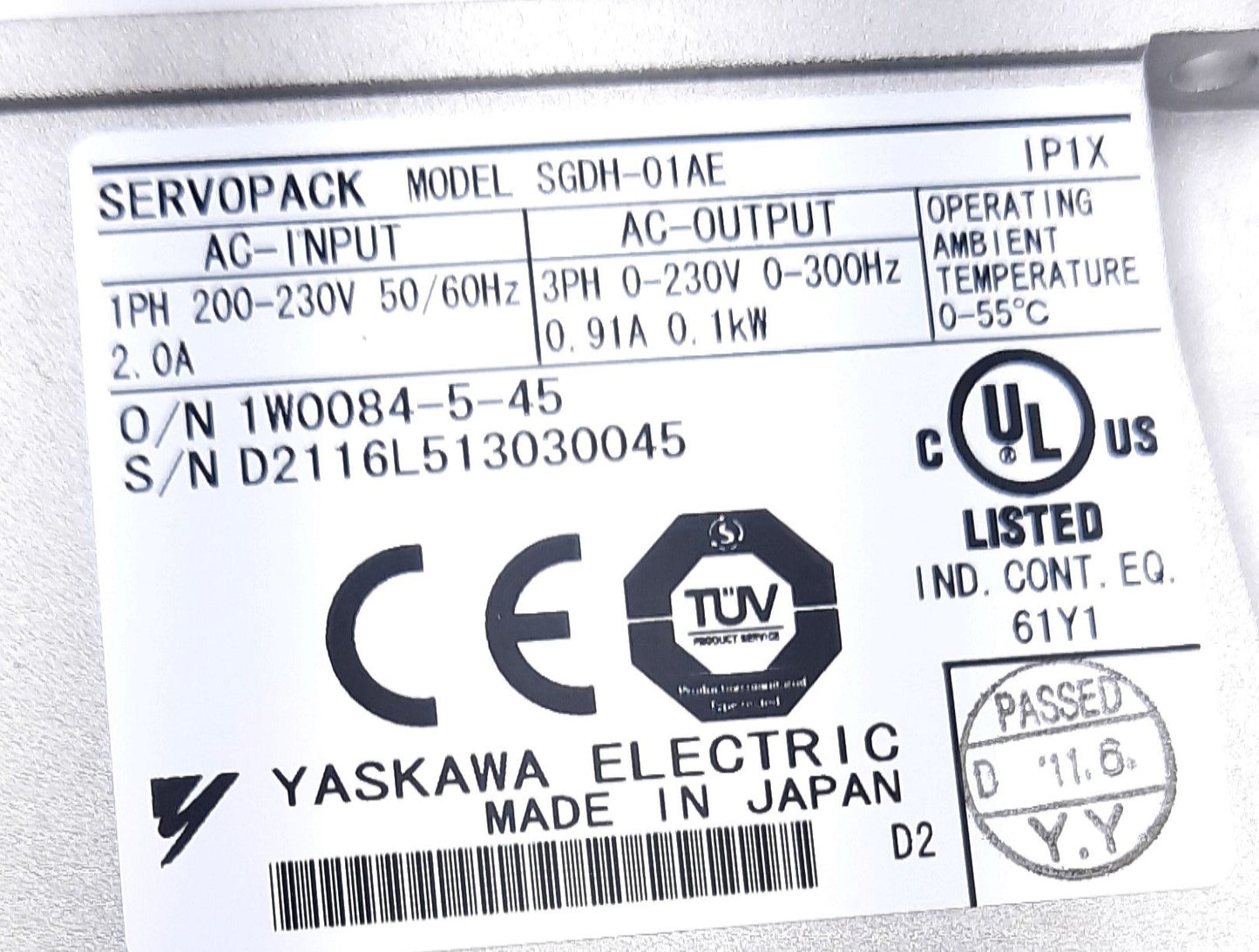 New Yaskawa SGDH-01AE Sigma II Servo Drive W/JUSP-NS115 Mechatrol If/Unit 0.1kW 230V