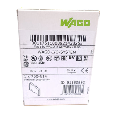 New Wago 750-614 Power Potential Multiplication Distribution Module, 0-230VAC/DC