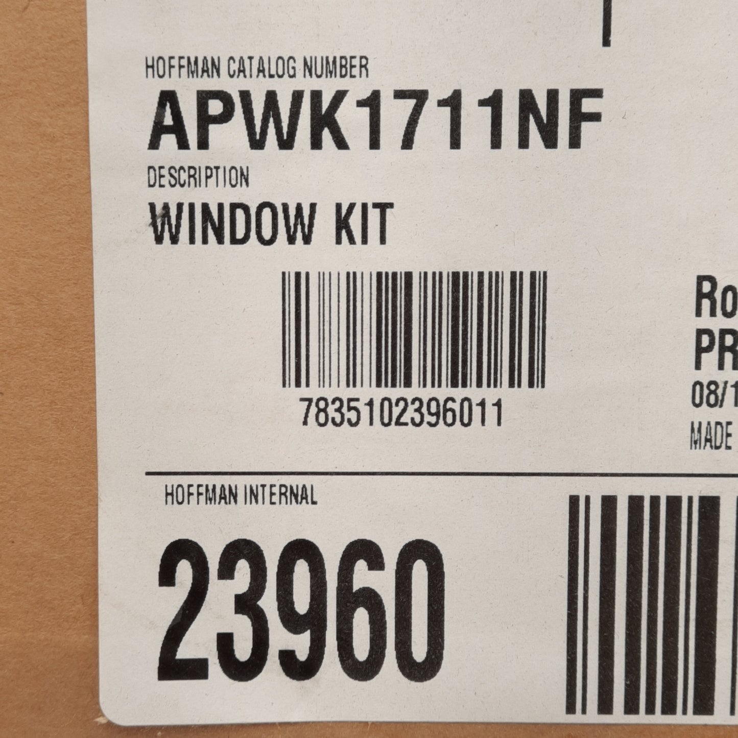 New nVent Hoffman APWK1711NF Steel Frame Acrylic Window Kit, 18.69x12.69in Cutout