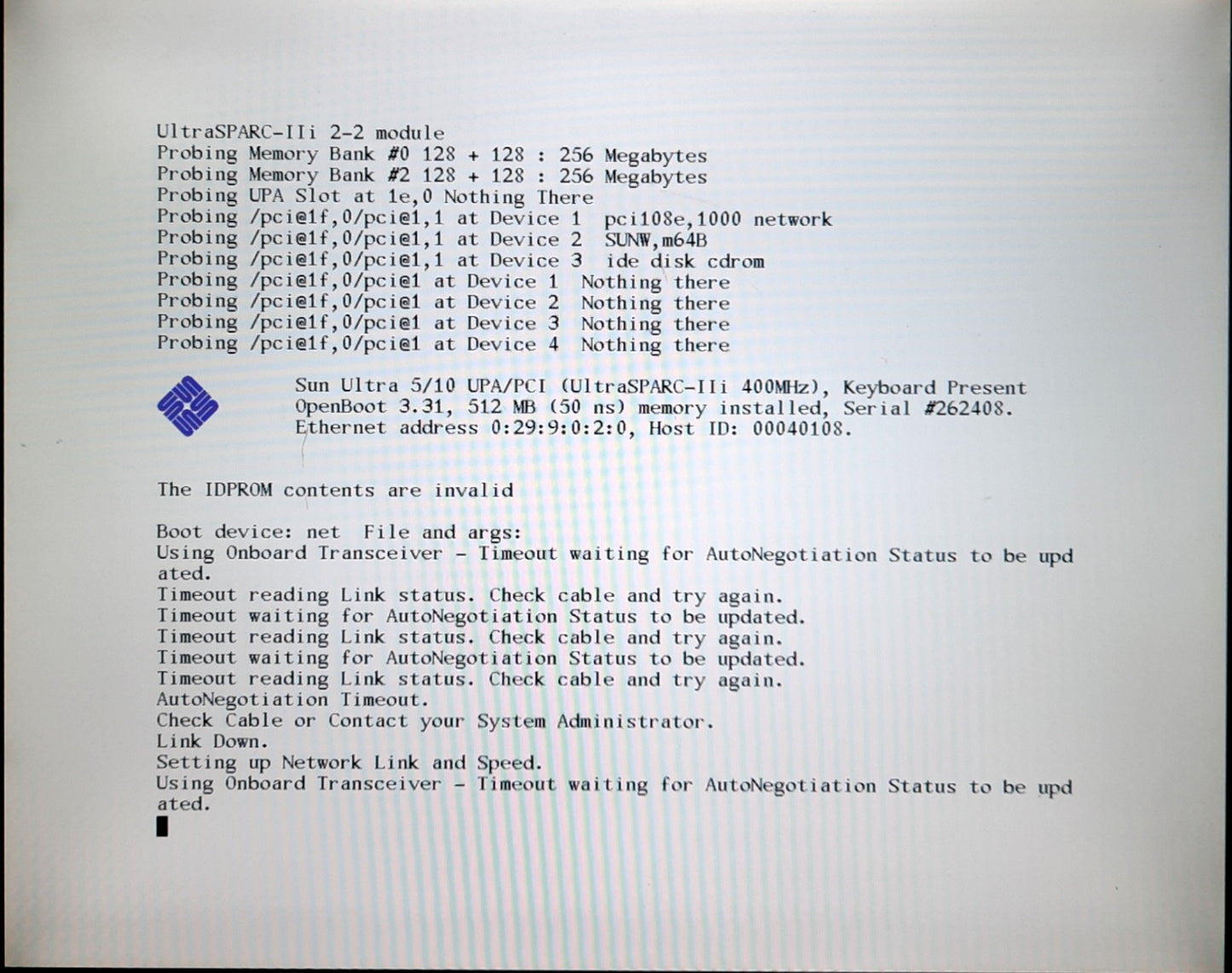 Used Sun Microsystems Ultra 5 Workstation 400MHz CPU 512MB RAM CR2032 Mod *No HDD*