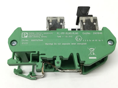 Used Phoenix Contact FL-PP-RJ45/RJ45 DIN Rail Ethernet Patch Panel, 2-Port, CAT5e