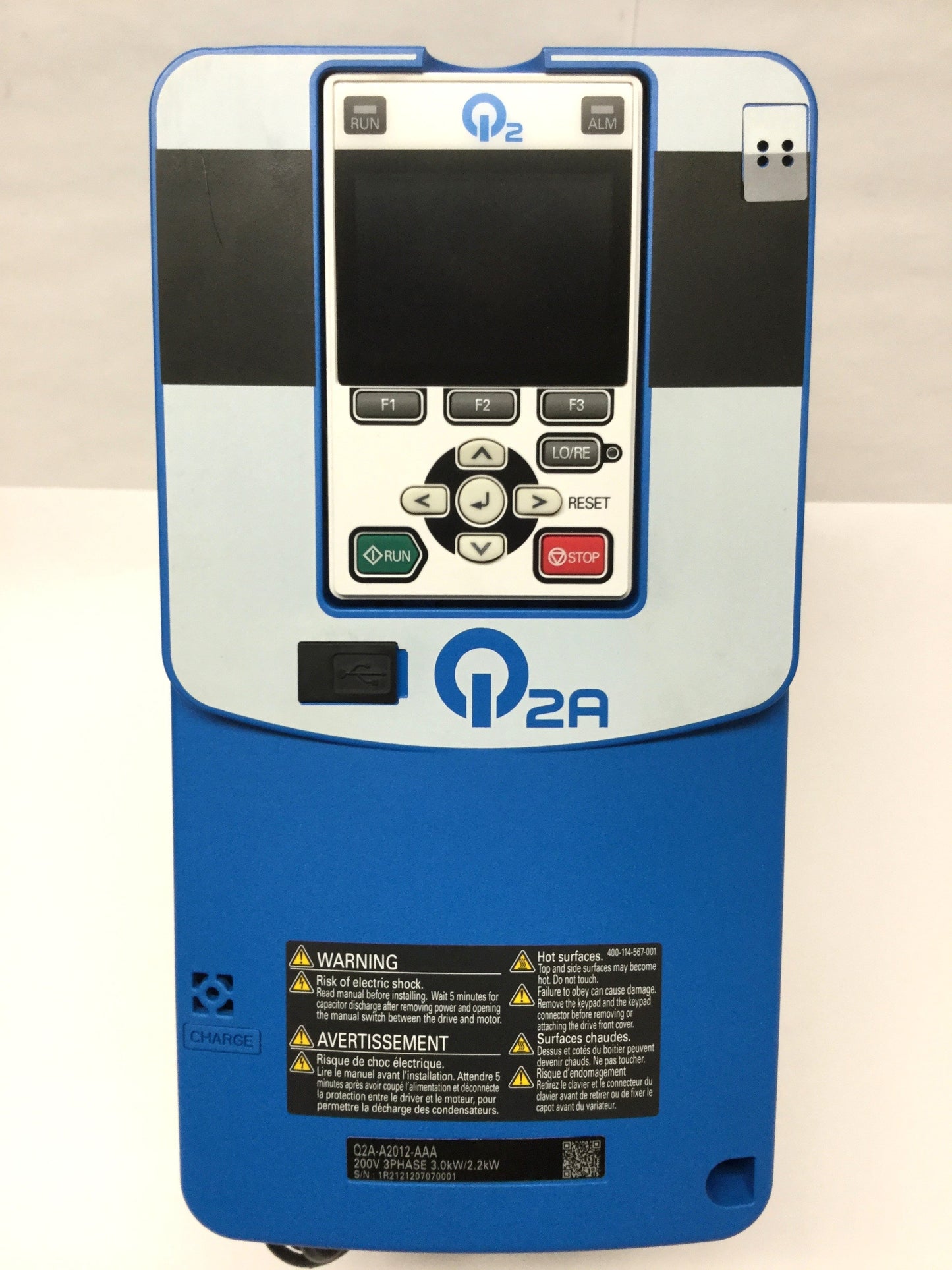 Used Omron Q2A-A2012-AAA Inverter Variable Speed Drive VFD, 3PH 240VAC, 12A, 3.0kW