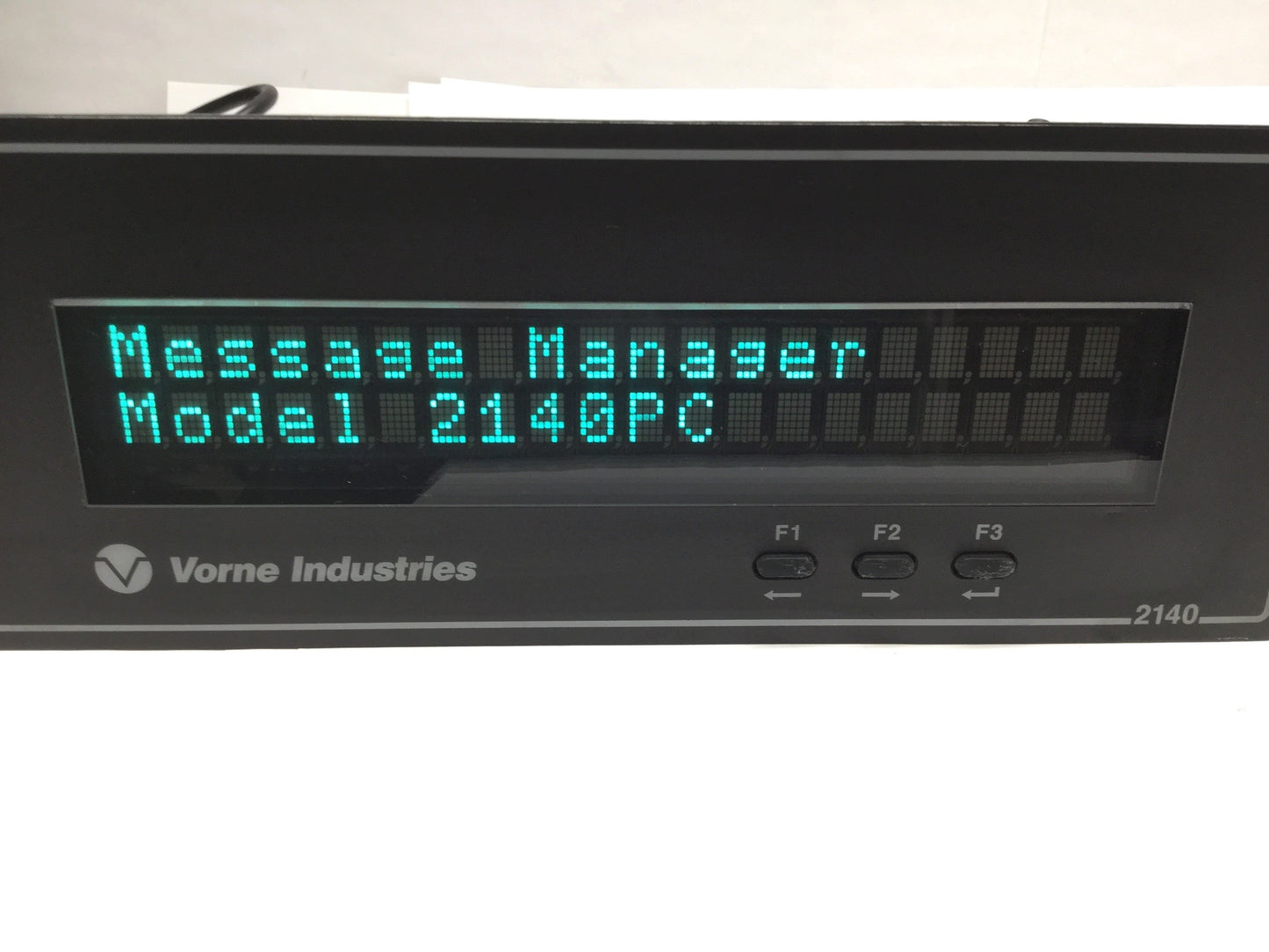 Used Vorne 2140PC-120 Alphanumeric Display VFD Panel 2x20 Char, 120VAC, RS232/422