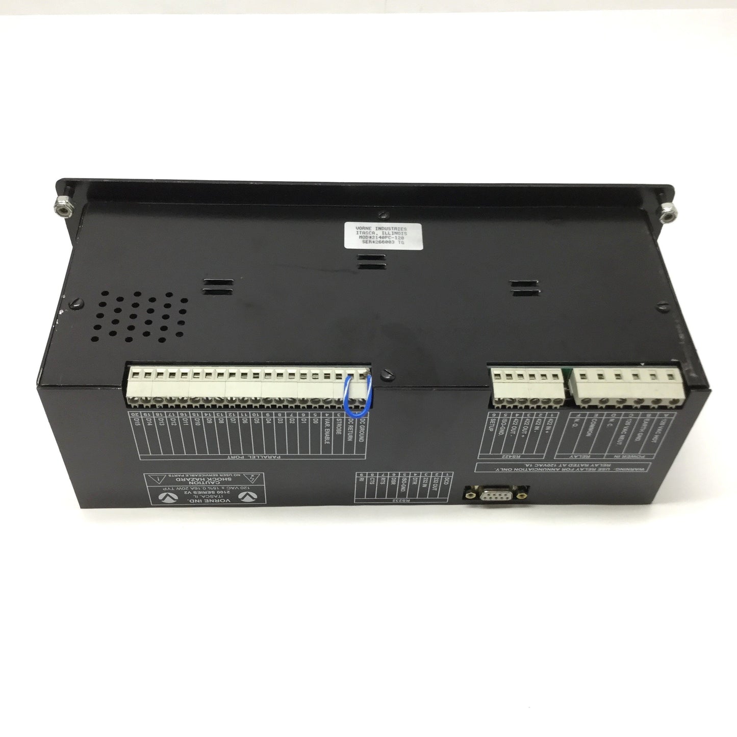 Used Vorne 2140PC-120 Alphanumeric Display VFD Panel 2x20 Char, 120VAC, RS232/422