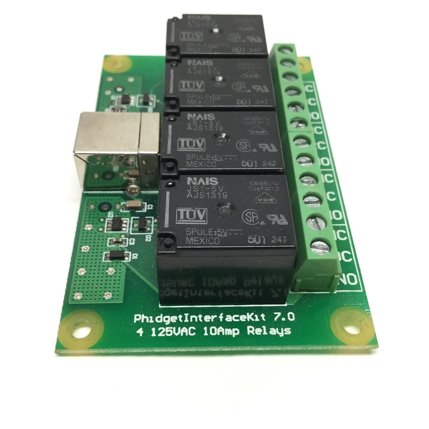 Used Phidgets 1014 PhidgetInterfaceKit 0/0/4, USB-B, 4x Relay Output SPDT 10A 125VAC