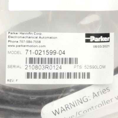 New Parker 71-021599-04 ACR Controller to Aries Drive Analog Command Cable, 4' Long