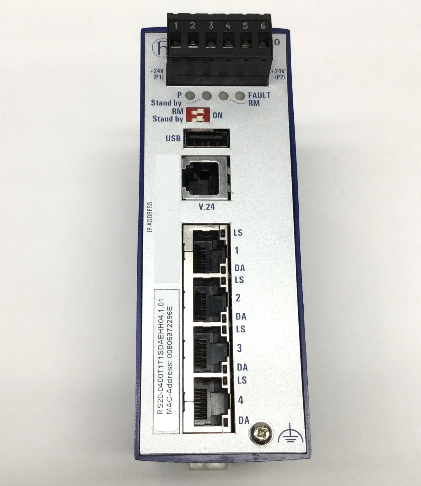 Used Hirschmann RS20-0400T1T1SDAEHH04.1.01 Managed DIN Ethernet Rail Switch, 4-Port