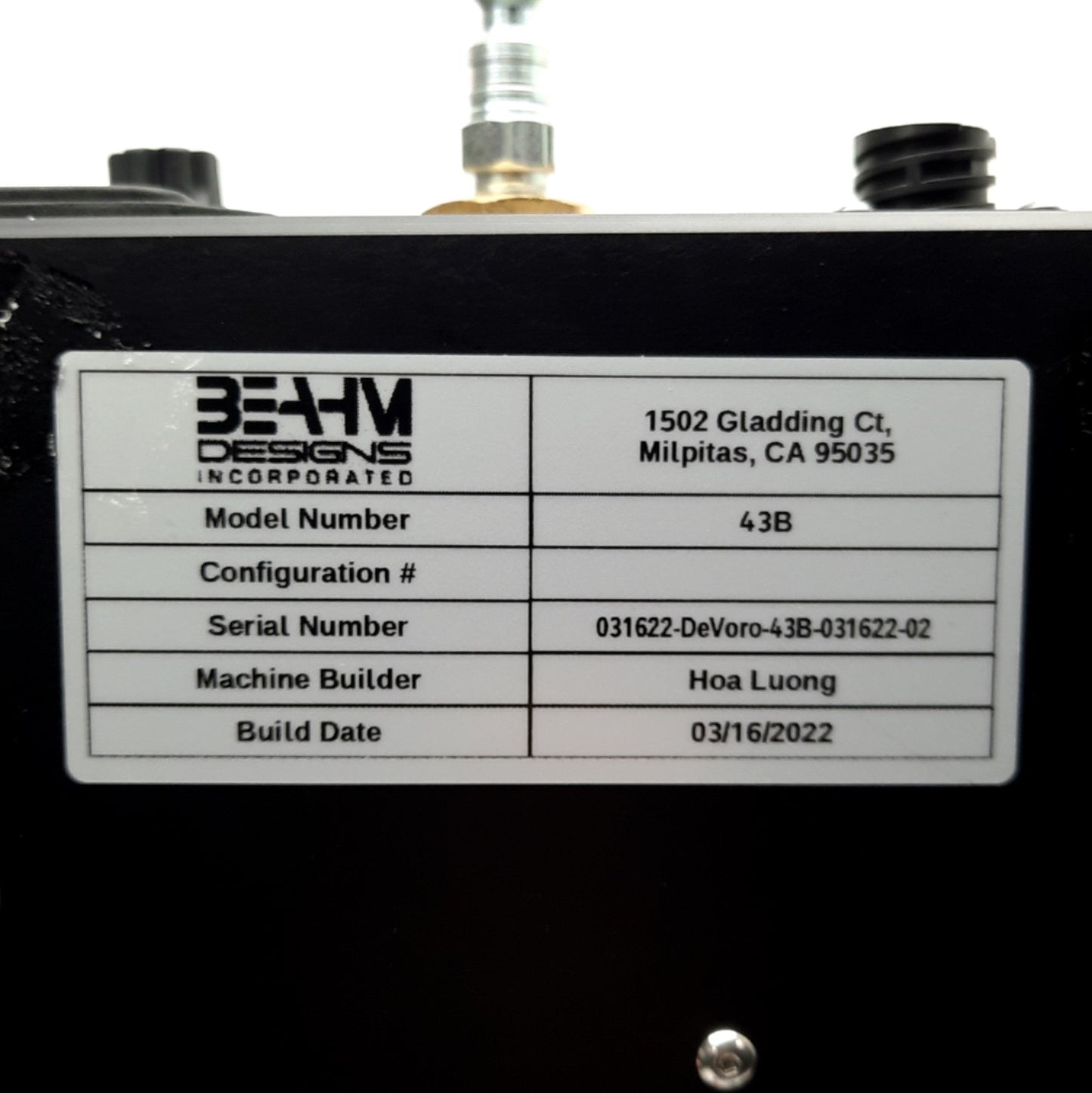 Used Beahm 43-B Manual Die Necker, 200-500°F, 100-125PSI, 120VAC *No Die*