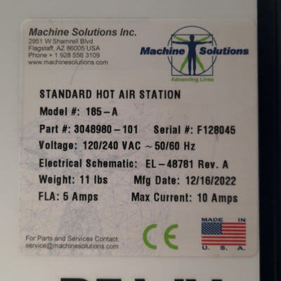 Used Beahm 185-A Standard Hot Air System 200-750°F 5-50SCFH 100-120PSI 120/240VAC