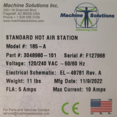 Used Beahm 185-A Standard Hot Air System Controller 5-50SCFH 120/240VAC *No Heater*