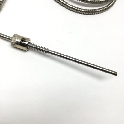 New – Open box Midwest 90° Rigid Sheath Bayonet Thermocouple, SS Hose, Type J, 5" x Ø3/16"