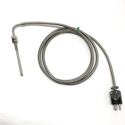 New – Open box Midwest 90° Rigid Sheath Bayonet Thermocouple, SS Hose, Type J, 4.5" x Ø3/16"