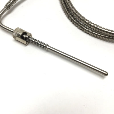 New – Open box Midwest 90° Rigid Sheath Bayonet Thermocouple, SS Hose, Type J, 4.5" x Ø3/16"