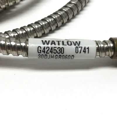 New – Open box Watlow 30DJHGR060D Rigid Sheath Bayonet Thermocouple SS Hose Type J, 8" x Ø3/16"