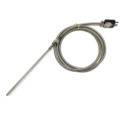 New – Open box Midwest Rigid Sheath Bayonet Thermocouple, SS Hose, Type J, 8" x Ø3/16", 60" L