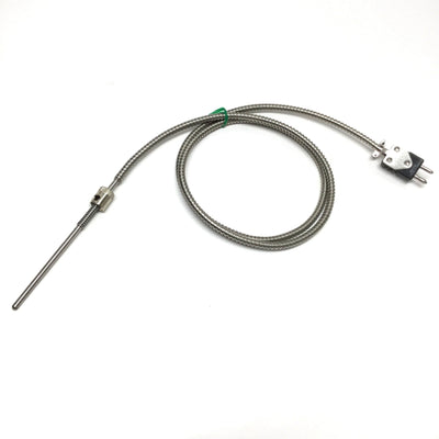 New – Open box Midwest Rigid Sheath Bayonet Thermocouple, SS Hose, Type J, 5" x Ø3/16", 48" L