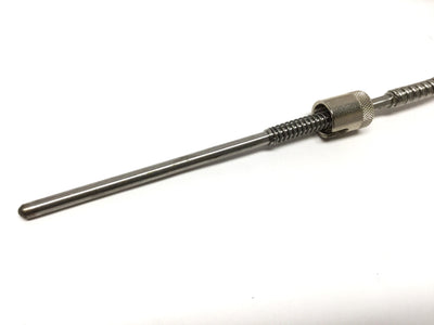 New – Open box Midwest Rigid Sheath Bayonet Thermocouple, SS Hose, Type J, 5" x Ø3/16", 48" L