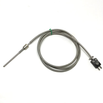 New – Open box Midwest Rigid Sheath Bayonet Thermocouple, SS Hose, Type J, 4.5" x Ø3/16", 72" L