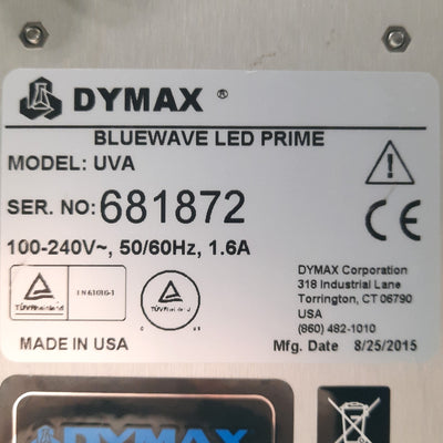 Used DYMAX Bluewave LED PRIME UVA Visicure Light Source, >15W/cm2, Timer/Manual, 100-240VAC