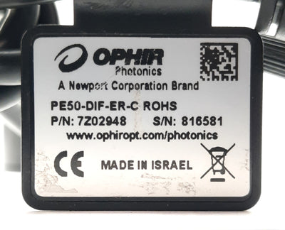 Used Ophir PE50-DIF-ER-C LASER Pyroeletrc Energy Sensor 30J 15W 46/33mm Aperture