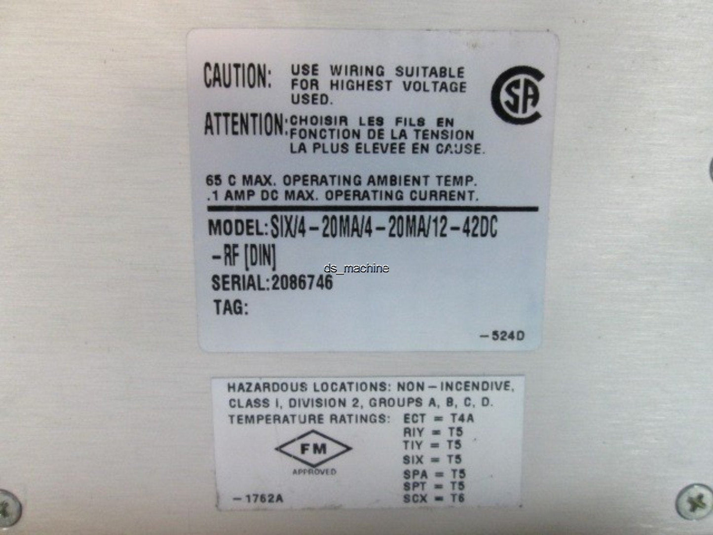 Used Moore Industries SIX/4-20MA/4-20MA/12-42DC HART Isolator