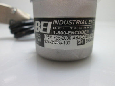 Used BEI L15M-F25-2000-ABZC-24V/V-SC120-S Incremental Optical Encoder 5-28VDC 1/4"