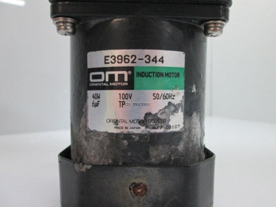 Used Oriental Motor E3962-344 Induction Motor *Damaged*, w/ 4GC36K-D1 Gear Head