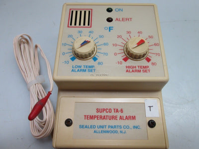 Used Supco TA-6 Temperature Alarm -10 to 80F, 120VAC *Cracked Case*