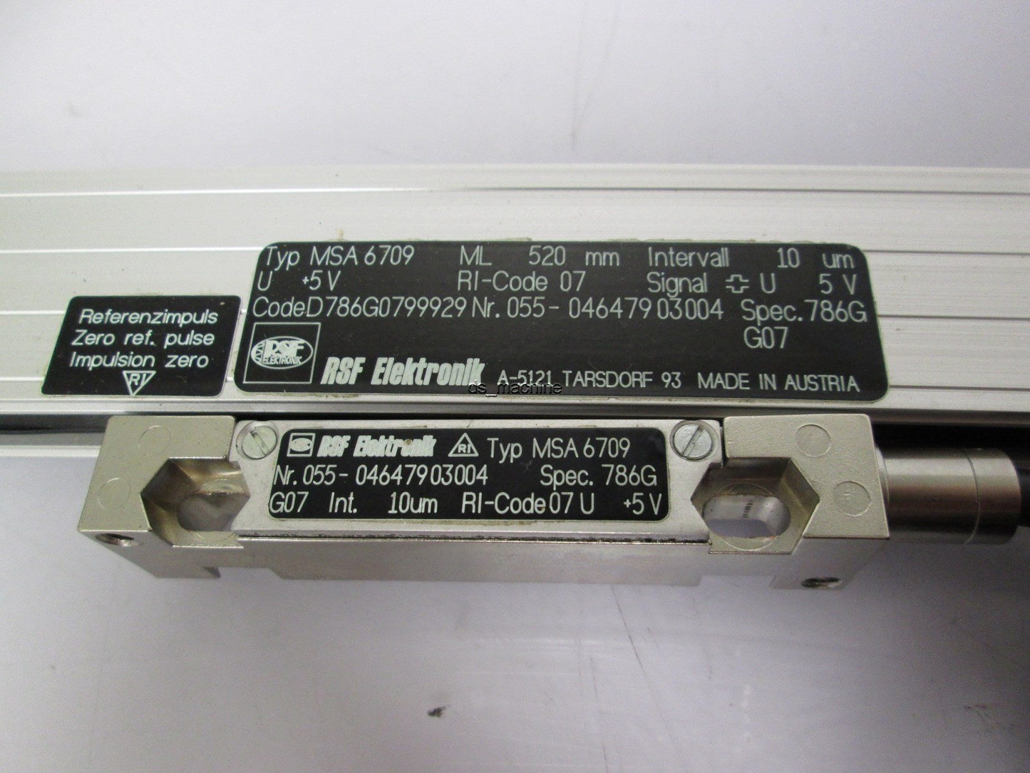 Used RSF Elektronik MSA6709 ML 520mm 25æm Resolution 5VDC Signal w/ Read Head