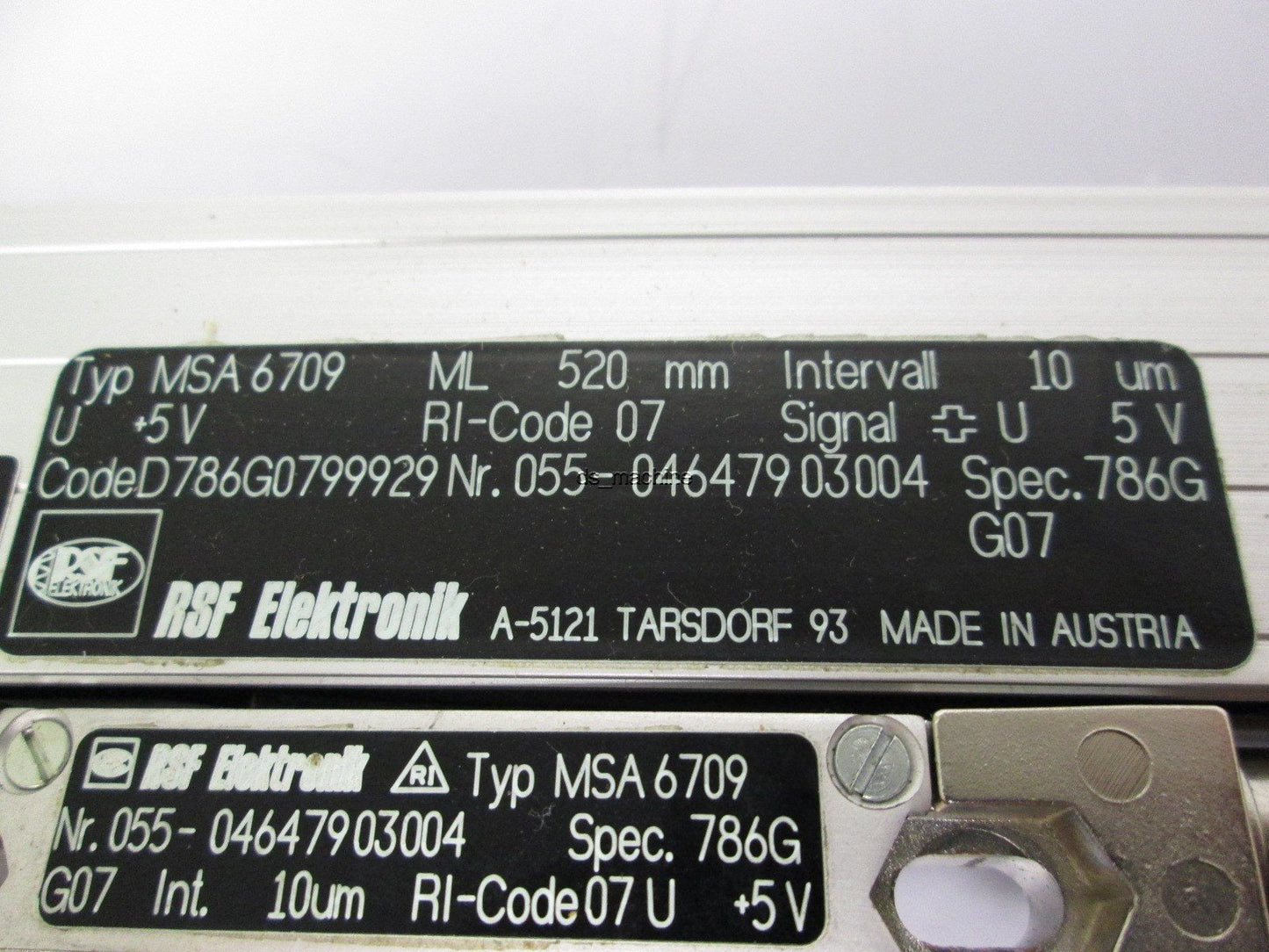 Used RSF Elektronik MSA6709 ML 520mm 25æm Resolution 5VDC Signal w/ Read Head