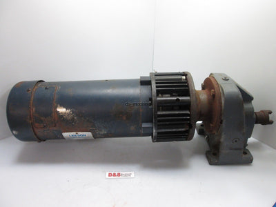 Used Leeson C4D17FK6F DC Motor 1HP 180V 1750RPM 56in-lbs w/Gear Reducer and Brake