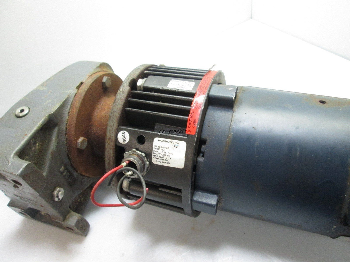 Used Leeson C4D17FK6F DC Motor 1HP 180V 1750RPM 56in-lbs w/Gear Reducer and Brake