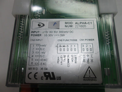 Used Alpha Alpha-C1 Process Controller (15/30/60/300)mV DC