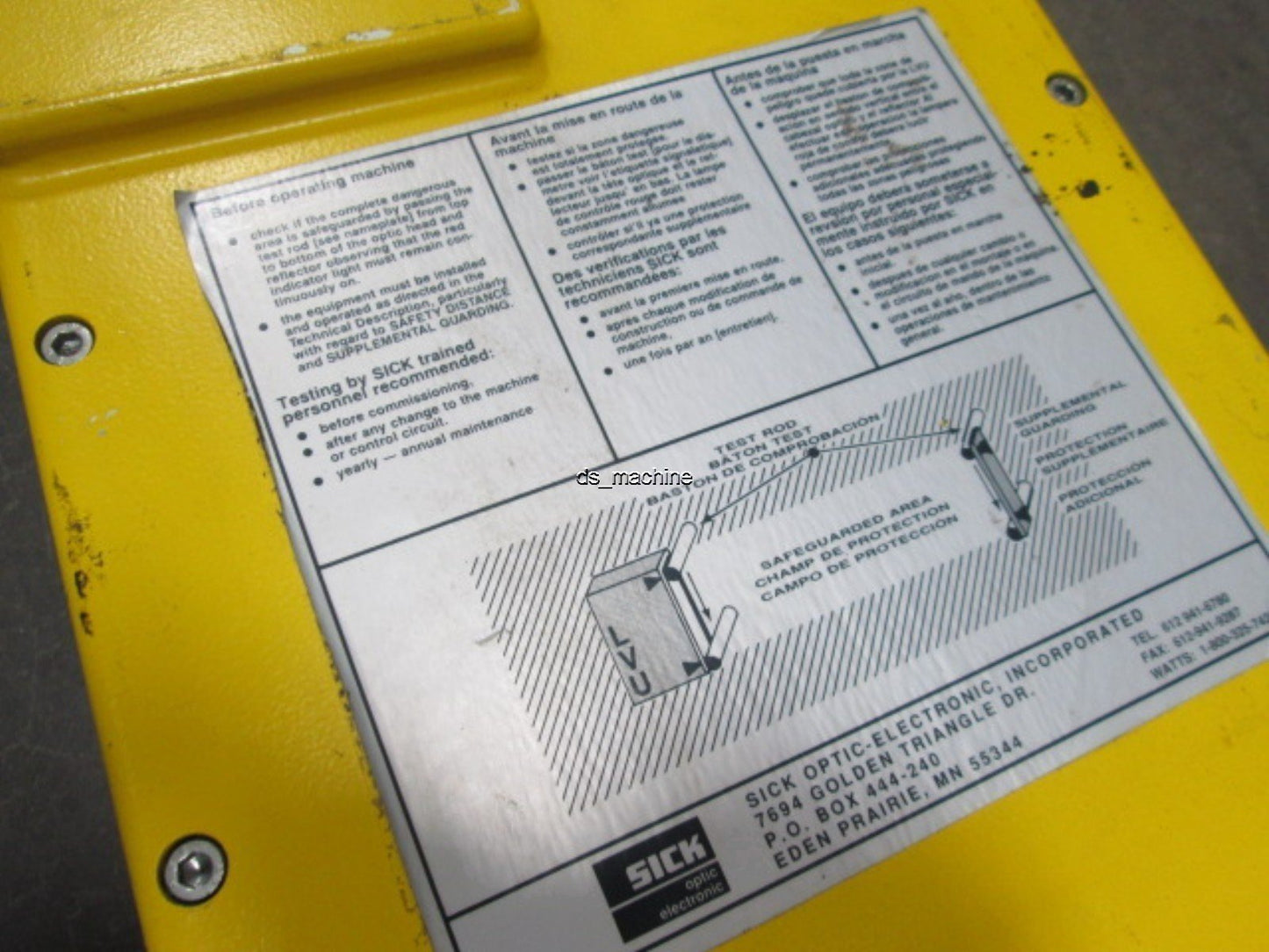 Used SICK LVU 706-2231 Light Curtain 120V, 690mm Detection Height, 9m Range