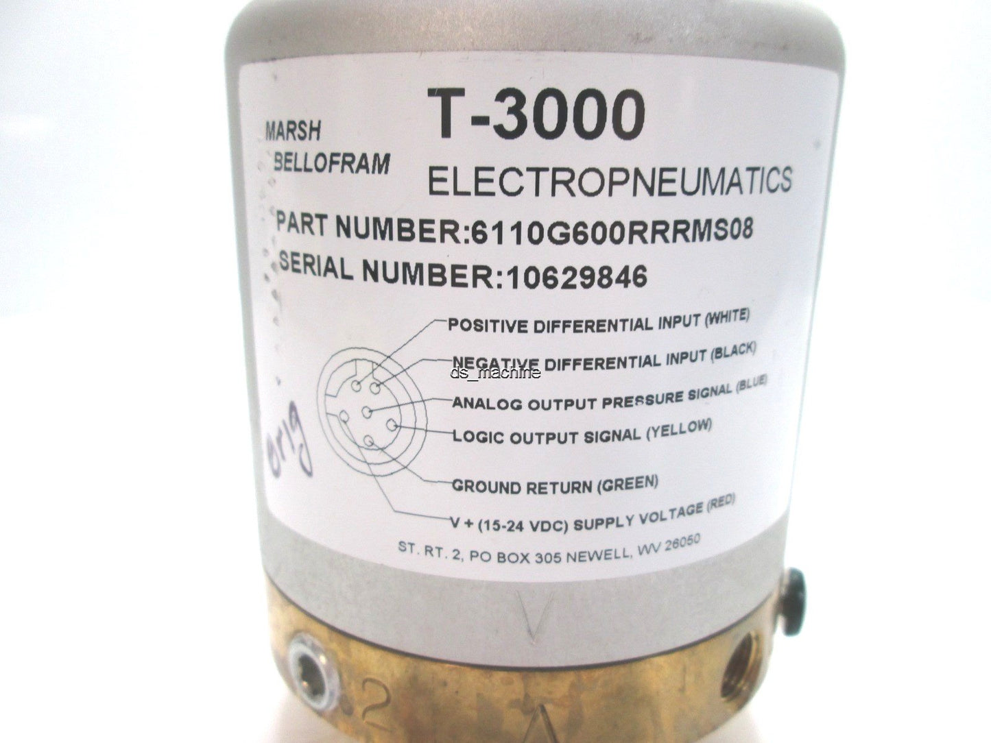 Used Marsh Bellofram 3110G-600R-RRMS-08 T-3000 Pressure Sensor