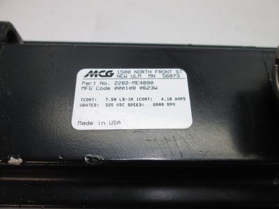 Used MCG 2282-ME4890 Servo Motor, 325VDC, 6000RPM, 4.10Amp, 7.5 lb-in, 3/8" Shaft